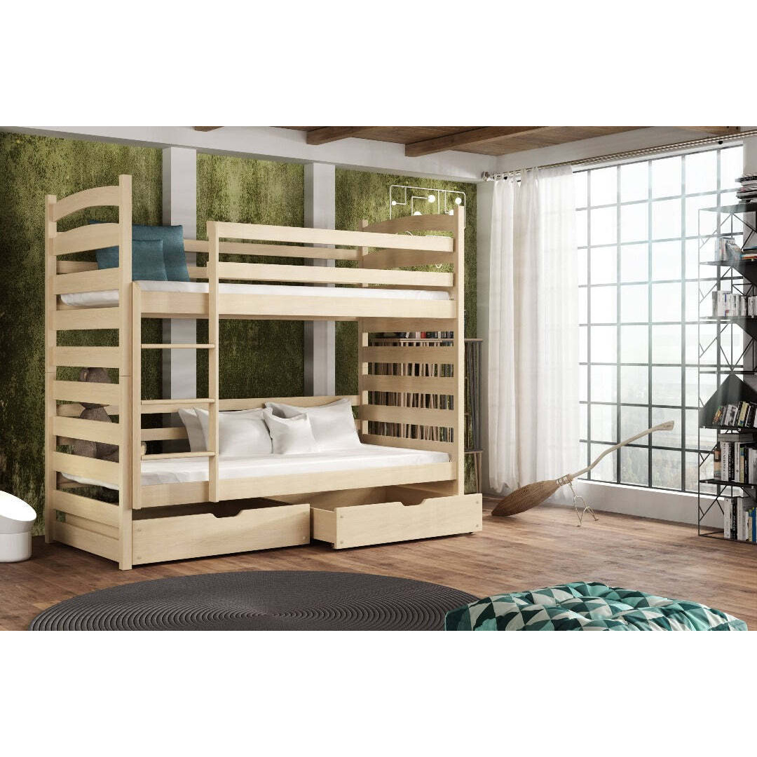 Wooden Bunk Bed Slawek with Storage - Pine Without Mattresses - image 1