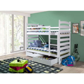 Wooden Bunk Bed Slawek with Storage - White Without Mattresses - thumbnail 2