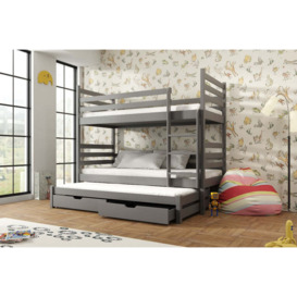 Tomi Bunk Bed with Trundle and Storage - Graphite Foam Mattresses