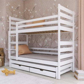 Tomi Bunk Bed with Trundle and Storage - Pine Foam Mattresses - thumbnail 2