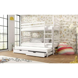 Tomi Bunk Bed with Trundle and Storage - White Matt Foam/Bonnell Mattresses - thumbnail 3
