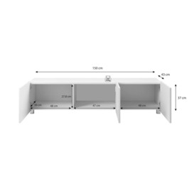 Calabrini TV Cabinet 150cm - White Gloss 150cm - thumbnail 3