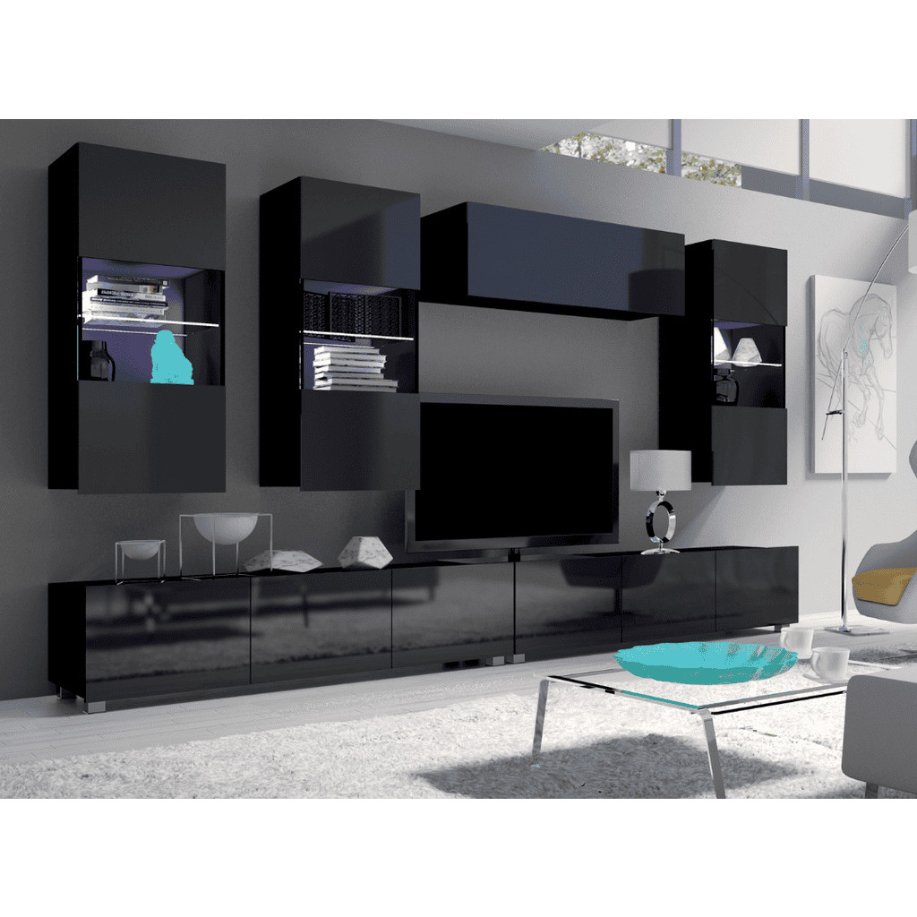 "Calabrini 5 Entertainment Unit For TVs Up To 60"" - Black Gloss 300cm" - image 1