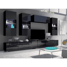 "Calabrini 5 Entertainment Unit For TVs Up To 60"" - Black Gloss and White Gloss 300cm" - thumbnail 2
