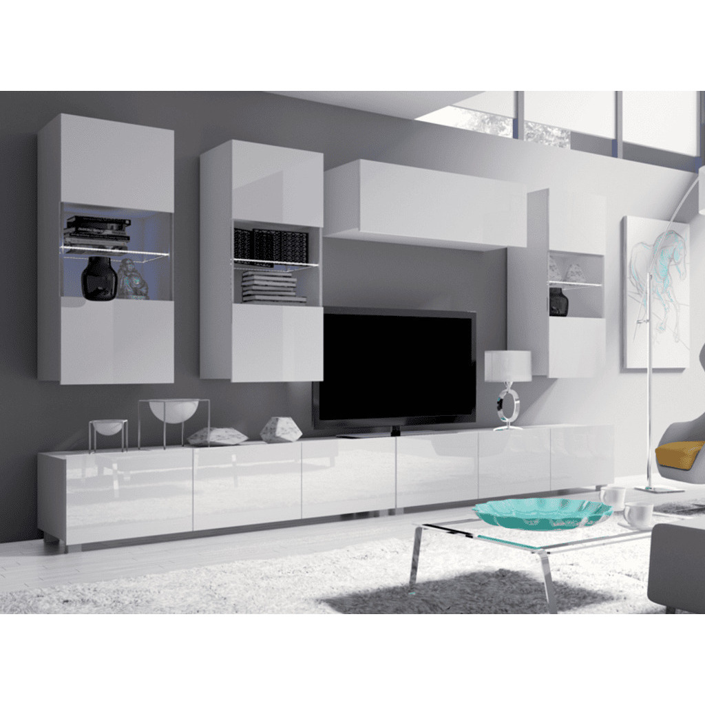 "Calabrini 5 Entertainment Unit For TVs Up To 60"" - White Gloss 300cm" - image 1
