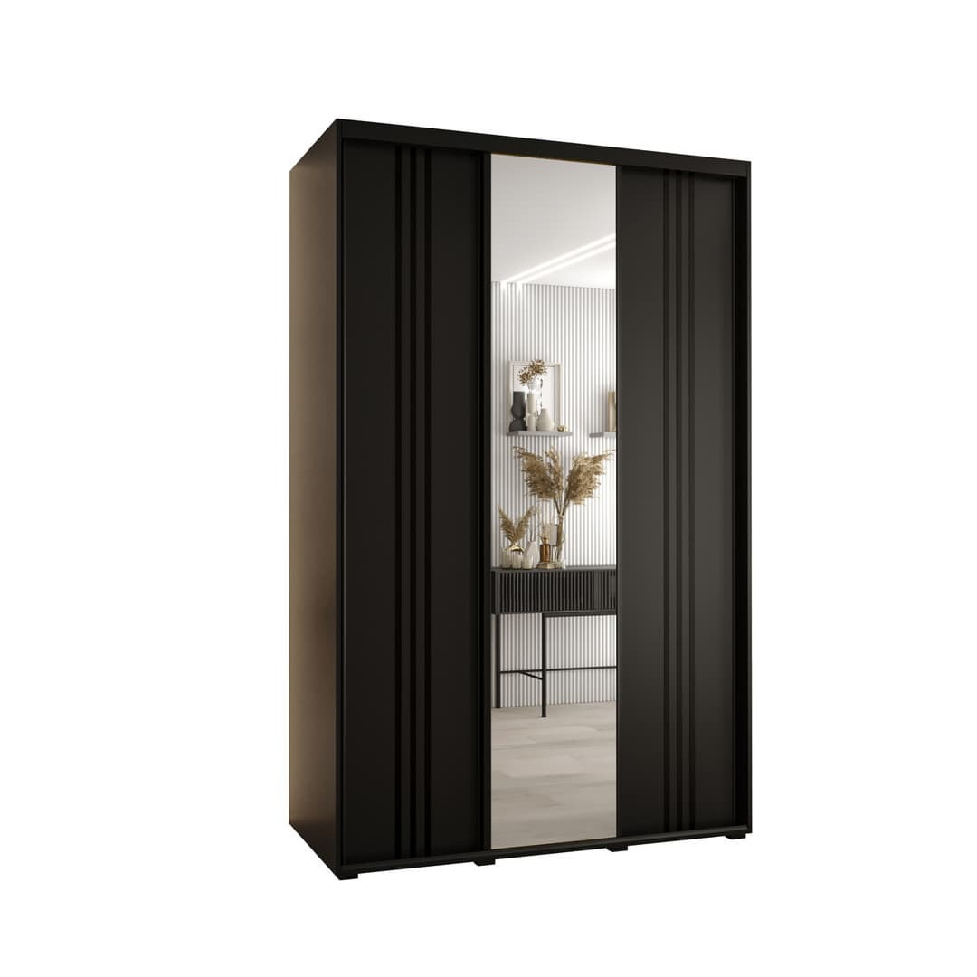 Cannes VII Sliding Door Wardrobe 150cm - Black 150cm - image 1