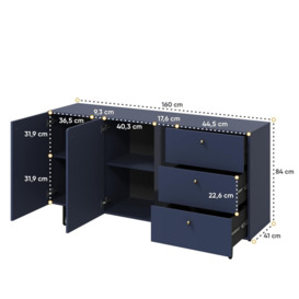 Milano Sideboard Cabinet 160cm - Navy 160cm - thumbnail 3