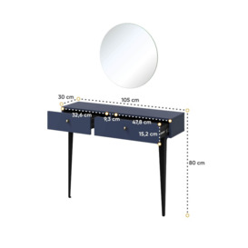 Milano Dressing Table 105cm - Navy 105cm - thumbnail 2