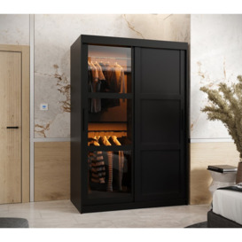 Parma III Sliding Door Wardrobe 120cm - Black 120cm - thumbnail 2