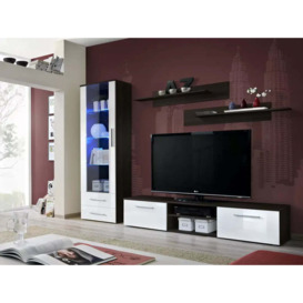 "Galino A Entertainment Unit For TVs Up To 75"" - 250cm White Gloss Wenge"