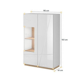 Futura FU-05 Display Cabinet 90cm - White Gloss 90cm - thumbnail 2