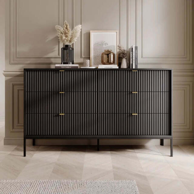 Nova Chest Of Drawers 154cm - Black Matt 154cm - image 1
