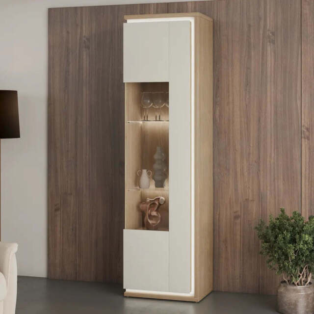 Dore 17 Tall Display Cabinet 55cm - Cashmere 55cm