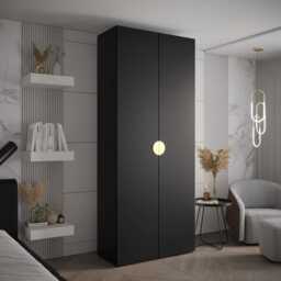 Inova IV Hinged Door Wardrobe 100cm - Black 100cm - thumbnail 1