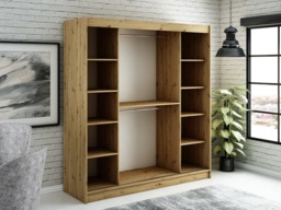 Leto Y1 Sliding Door Wardrobe 200cm - Black 200cm - thumbnail 3