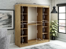 Leto Y1 Sliding Door Wardrobe 200cm - Black 200cm - thumbnail 5