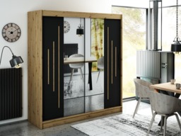 Leto Y1 Sliding Door Wardrobe 200cm - Black 200cm - thumbnail 2