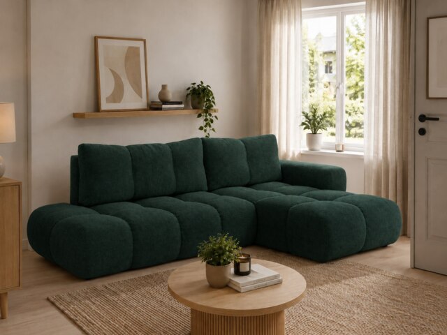 Corner Sofa Bed Soho - Green 286cm Right - image 1