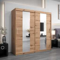 Pole Sliding Door Wardrobe 200cm - White 200cm - thumbnail 5