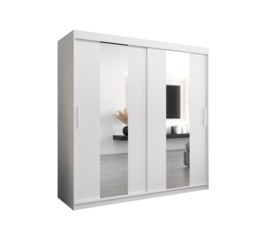 Pole Sliding Door Wardrobe 200cm - White 200cm - thumbnail 2