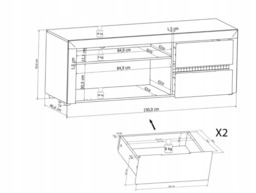 Mosaic 05 TV Cabinet with Drawers - White Gloss 150cm - thumbnail 2
