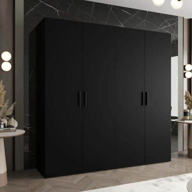 Bari I Hinged Door Wardrobe 200cm - Black 200cm - image 1