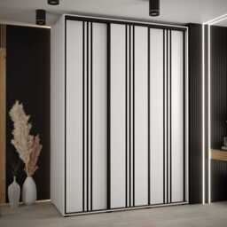 Cannes VI Sliding Door Wardrobe 170cm - White 170cm - thumbnail 1