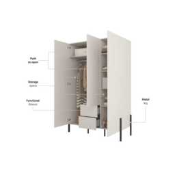 Yukon Hinged Door Wardrobe 139cm - Cashmere 139cm - thumbnail 3