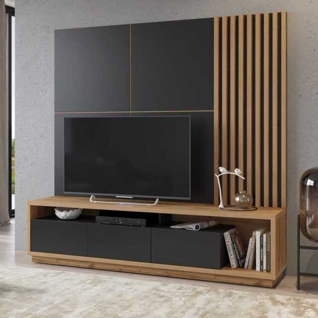 "Celine 09 Entertainment Unit For TVs Up To 75"" - Black 200cm" - image 1