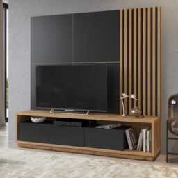 "Celine 09 Entertainment Unit For TVs Up To 75"" - Black 200cm"