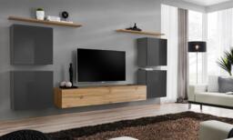 "Switch IV Entertainment Unit For TVs Up To 75"" - Oak Wotan 320cm Graphite" - thumbnail 1