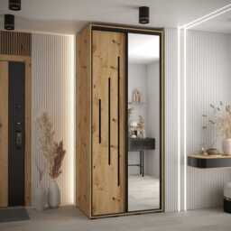 Cannes XIII Sliding Door Wardrobe 110cm - Black 110cm - thumbnail 2