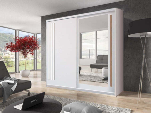 Effect 2 Sliding Door Wardrobe 200cm - Anderson Pine (White Wash) 200cm - image 1