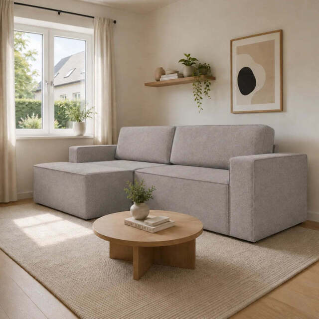 Corner Sofa Bed Como - Grey 245cm Left - image 1