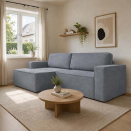 Corner Sofa Bed Como - Grey 245cm Left - thumbnail 4