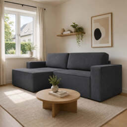 Corner Sofa Bed Como - Grey 245cm Left - thumbnail 3