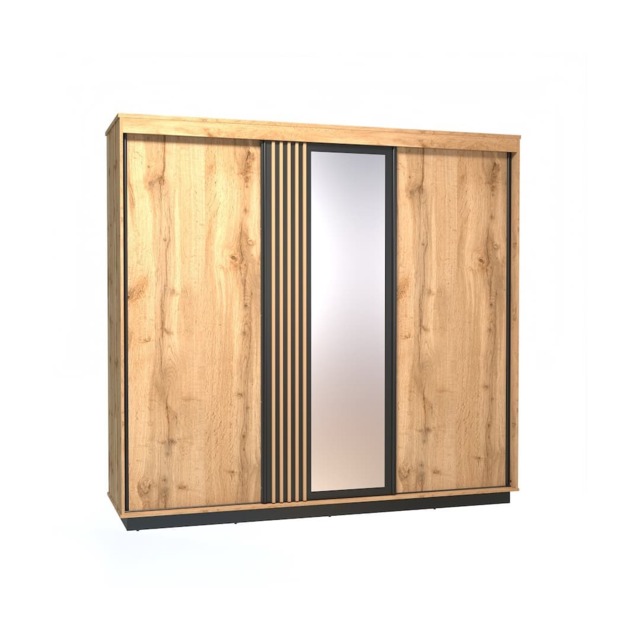 Lamelo LA19 Sliding Door Wardrobe 240cm - Oak Wotan 240cm - image 1