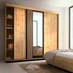 Lamelo LA19 Sliding Door Wardrobe 240cm - Oak Wotan 240cm - thumbnail 2