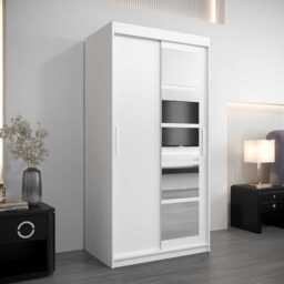 Roma I Sliding Door Wardrobe 100cm - White 100cm