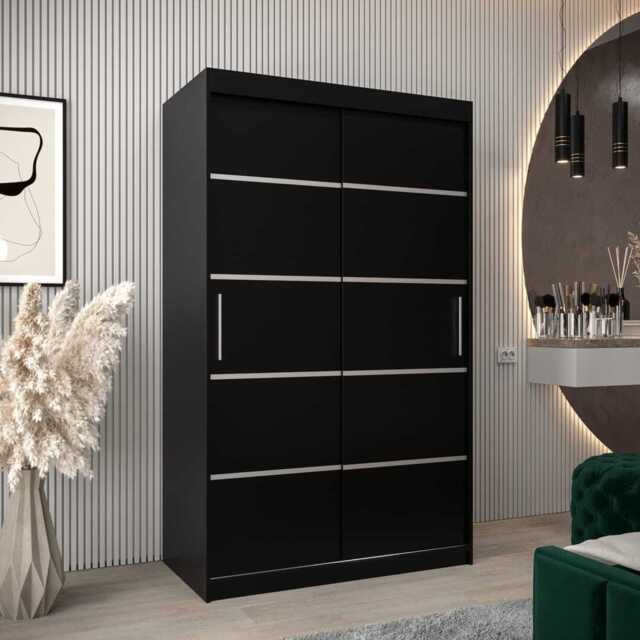 Verona 01 Sliding Door Wardrobe 120cm - Black 120cm - image 1