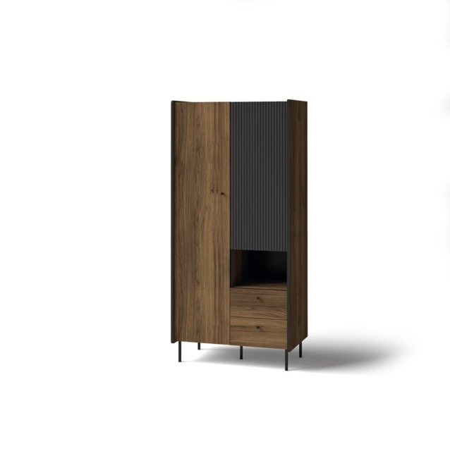 Prestigo Hinged Door Wardrobe 88cm - Oak Walnut 88cm - image 1