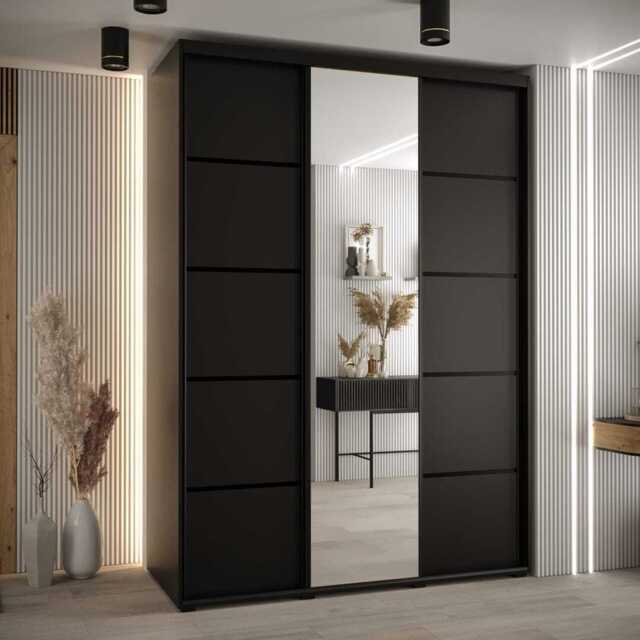 Cannes V Sliding Door Wardrobe 180cm - Black 180cm - image 1