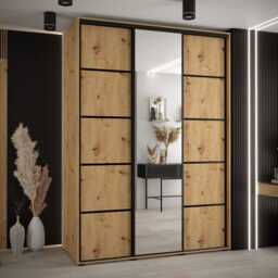 Cannes V Sliding Door Wardrobe 180cm - Black 180cm - thumbnail 5