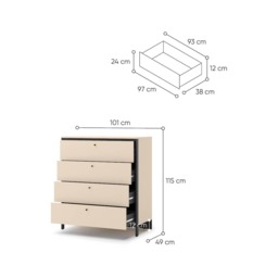 Enna EN-03 Chest Of Drawers 101cm - Beige 101cm - thumbnail 4
