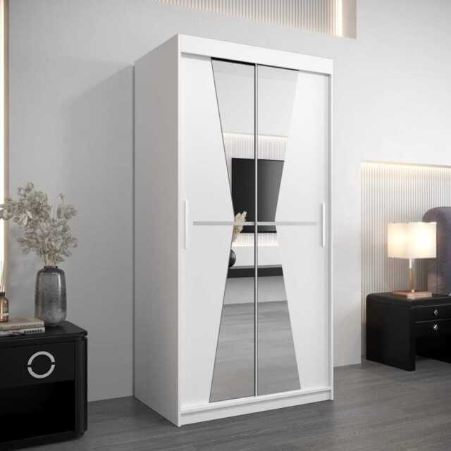 Morocco Sliding Door Wardrobe 100cm - White 100cm - image 1
