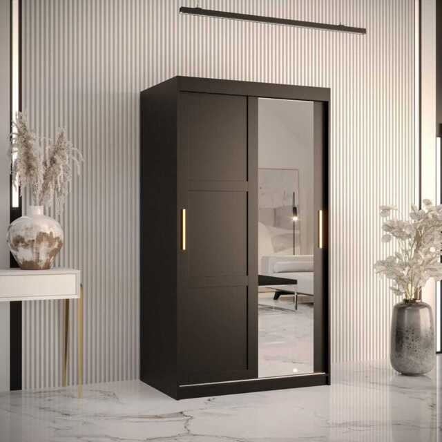 Ramiro II Sliding Door Wardrobe 100cm - Black 100cm - image 1
