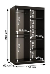 Ramiro II Sliding Door Wardrobe 100cm - Black 100cm - thumbnail 5