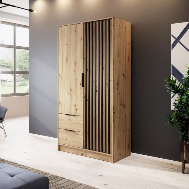 Nelly Hinged Door Wardrobe 105cm - Oak Artisan 105cm - image 1