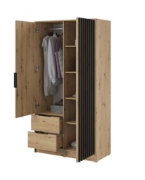 Nelly Hinged Door Wardrobe 105cm - Oak Artisan 105cm - thumbnail 6