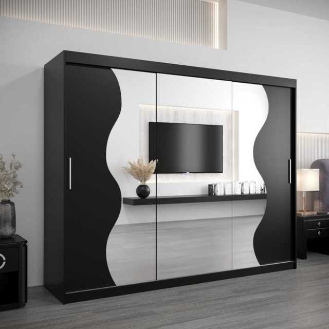 Madrid Sliding Door Wardrobe 250cm - Black 250cm - image 1